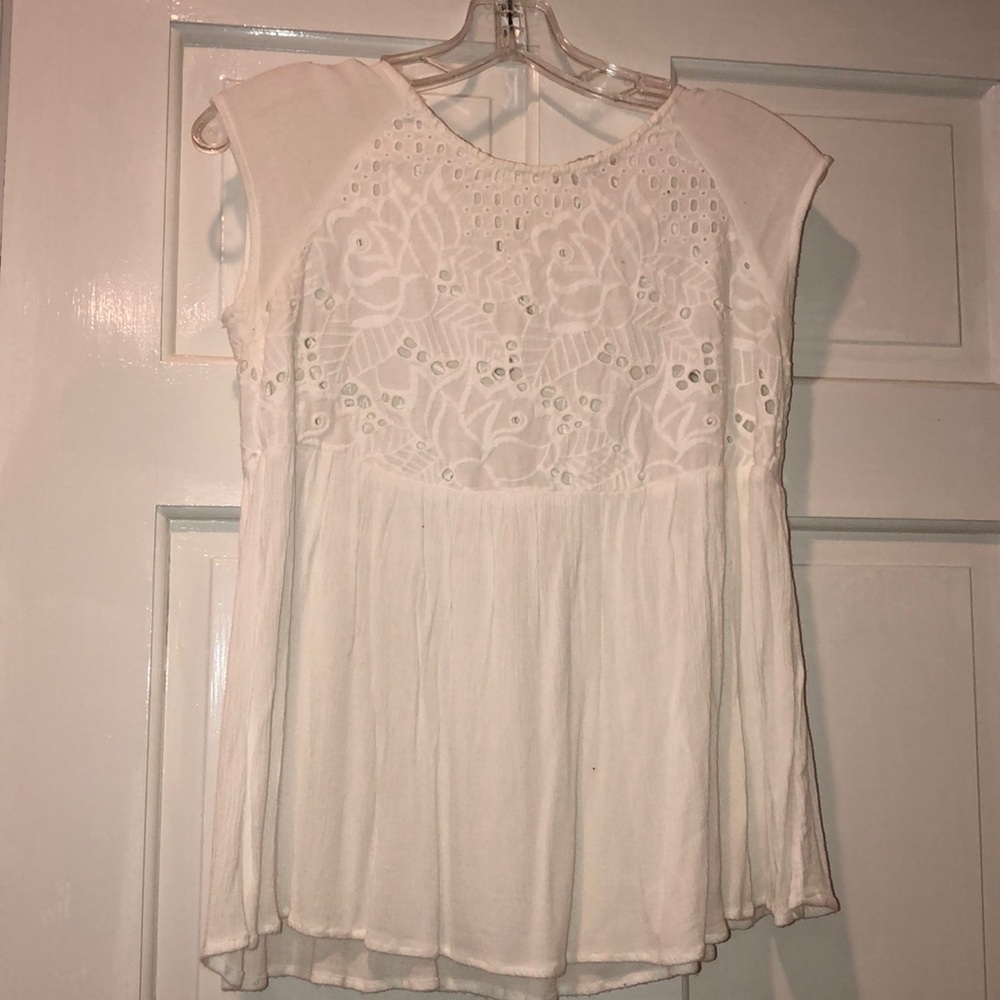 Flowy white lace blouse